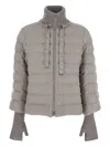 Herno Beige Down Jacket With Drawstring High  Neck And Removable Gloves In Gray