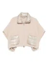 Herno Resort Poncho In Wool And Cashemre With Ultralight Nylon Details In Neutral