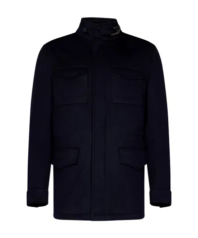 Herno Press-stud Placket High Neck Jacket In Black
