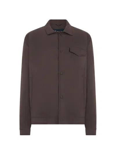 Herno Press-stud Jacket In Brown