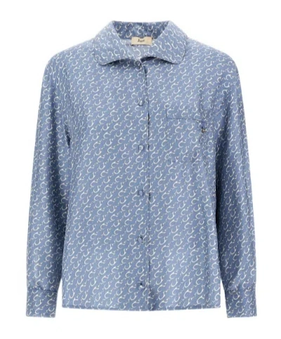 Herno Printed Long Sleeved Shirt In Blue