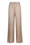 Herno Printed Silk Pants In Beige