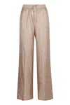 Herno Printed Silk Pants In Beige