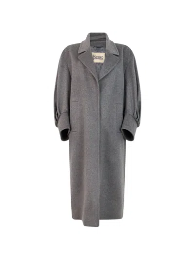 Herno Puffed-sleeve Cashmere Coat In Gray
