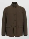 Herno Long-sleeve Button-front Casual Jacket In Brown