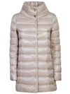 Herno Puffer Coat With High Collar And Button Detail In Gray