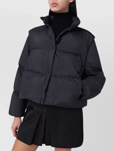 Herno Puffer Coat With High Collar And Pockets In Black