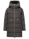Herno Puffer Coat With Hood And Button-detail Cuffs In Brown