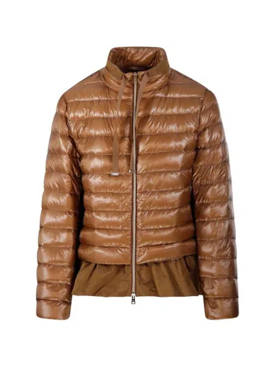 Herno Puffer Down Jacket With Feather Fill In Brown
