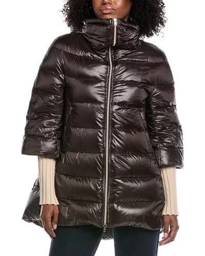 Herno Puffer Front Zipped Coat In Black