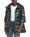 Herno Women Blue Ultralight Nylon And Lady Alternative Fur A-shape In Black