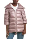Herno Puffer Front Zipped Coat In Pink