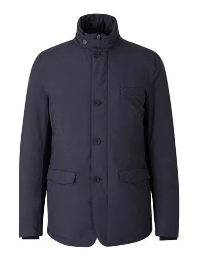 Herno Padded Jacket With High Neck And Pockets In Blue