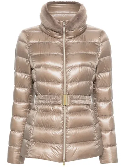 Herno High-neck Padded Jacket In Beige