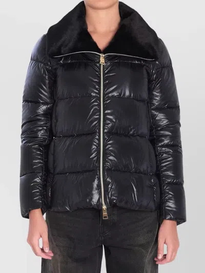 Herno Puffer Jacket Fur Collar In Black