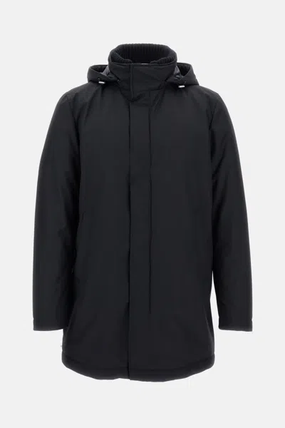 HERNO PUFFER JACKET WITH KNUTTED COLLAR