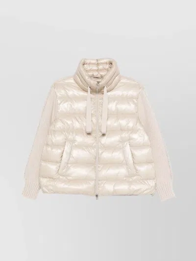 Herno Puffer Jackets Featuring Drawstring Accents In Neutral