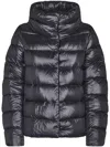 Herno Puffy Black Coat With Glossy Finish And High Collar In Black