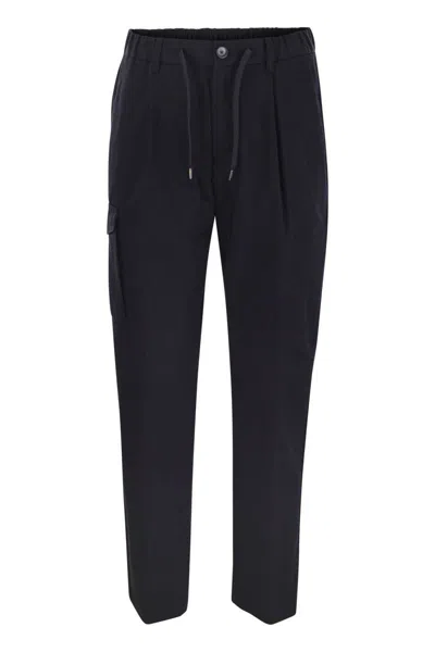 Herno Pure Cotton Resort Cargo Trousers In Black