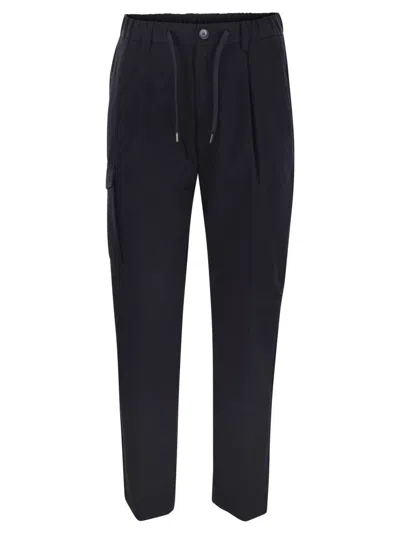 Herno Pure Cotton Resort Cargo Trousers In Black