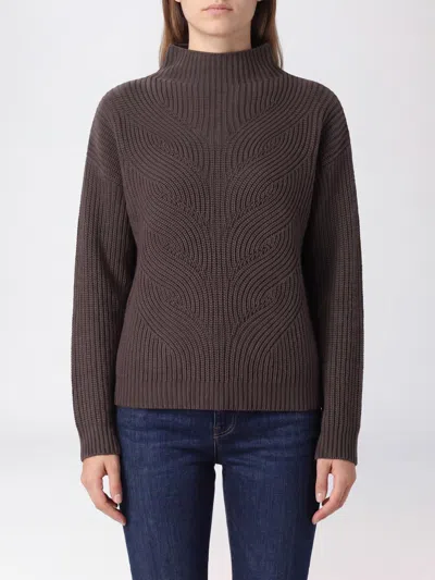 Herno Pure Wool Turtleneck Jumper With Dropped Shoulders And Funnel Neck In Brown