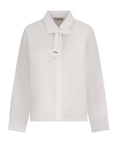 Herno Pussy-bow Long-sleeve Shirt In White