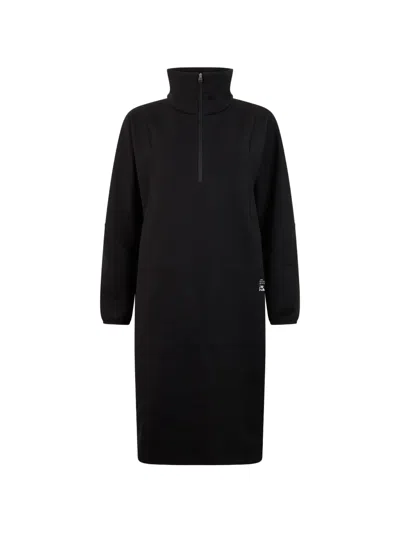 Herno Quarter-zip Long-sleeve Midi Dress In Black
