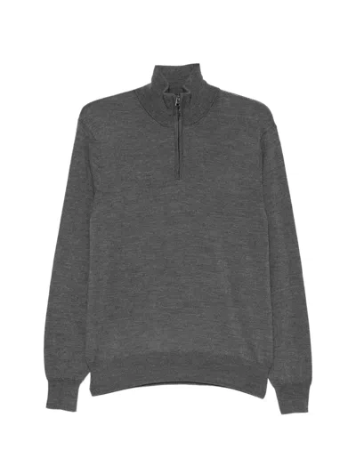 Herno Quarter-zip Sweater In Grey