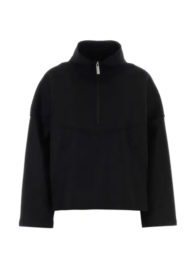Herno Quarter-zip Wool Sweater In Black