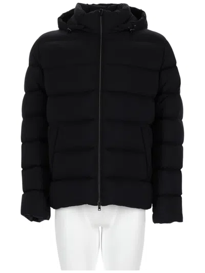 Herno Quilted Adjustable Hood Matte Polyamide Down Jacket In Black