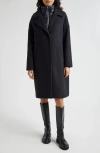 Herno Black Padded Single-breasted Coat In Mixed Of Tech Materials Woman In Navy