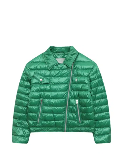 Herno Kids' Quilted Biker Jacket In Green