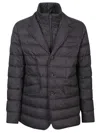 Herno Quilted Black Blazer With Alcantara Undercollar And Removable Bib In Multi