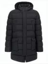 Herno Quilted Black Down Jacket With Detachable Hood In Blue