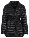 Herno Quilted Tied-waist Down Jacket In Black