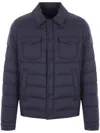 Herno Quilted Black Jacket With Classic Collarclosure In Blue