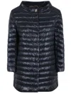 Herno Quilted Black Jacket With High Collar In Blue