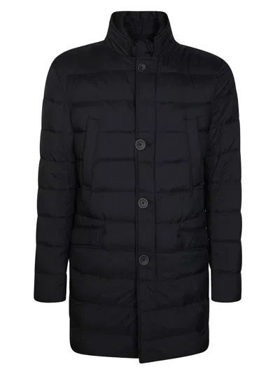 HERNO QUILTED BLACK NYLON DOWN COAT