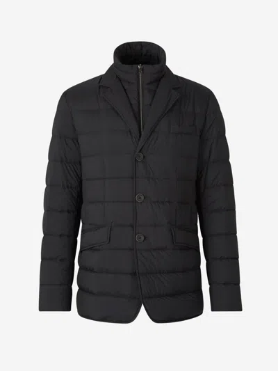 Herno Quilted Blazer Jacket In Navy Blue