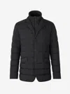 Herno Tailored Black Puffer Jacket With Notched Collar In Midnight Blue