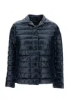 Herno Quilted Blue Down Jacket With Button Fastening In Blue
