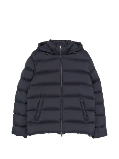 Herno Quilted Blue Puffer Jacket With Adjustable Hood In Black