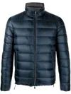 Herno Quilted Blue Puffer Jacket With High Collar In Blue