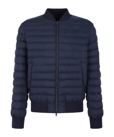 Herno Quilted Bomber Down Jacket In Blue