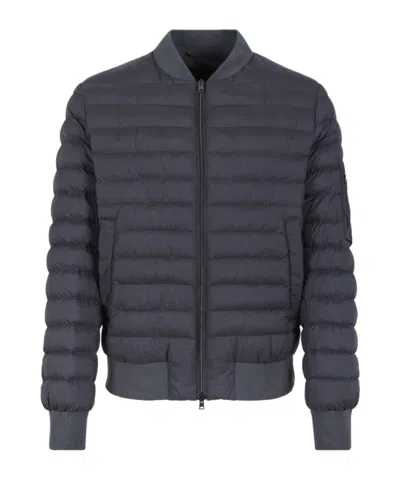 Herno Quilted Bomber Down Jacket In Blue