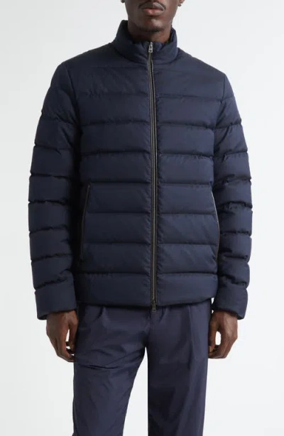 Herno Quilted Bomber Jacket In Blue