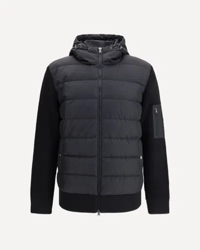 HERNO QUILTED BOMBER JACKET WITH WOOL SLEEVES