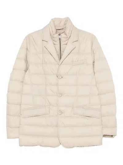 Herno Quilted Button-fastening Jacket In Neutral