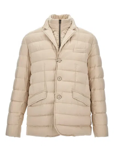 Herno Quilted Button-fastening Padded Jacket In Neutral