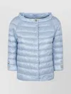 Herno Quilted Button Lightweight Padded Shiny Jacket In Blue